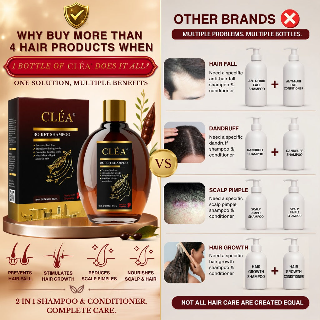 CLÉA BO KET Discovery Pack – 1 x 350ml + Free 1 x 50ml Travel Size | Made in Singapore