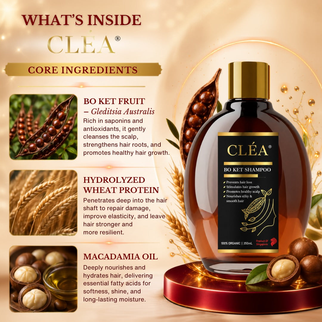 CLÉA BO KET Discovery Pack – 1 x 350ml + Free 1 x 50ml Travel Size | Made in Singapore