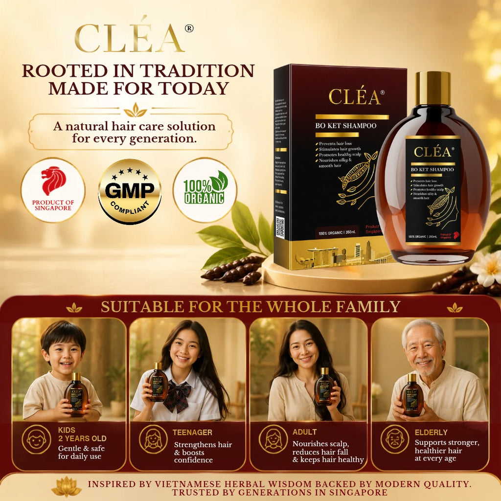 CLÉA BO KET Discovery Pack – 1 x 350ml + Free 1 x 50ml Travel Size | Made in Singapore