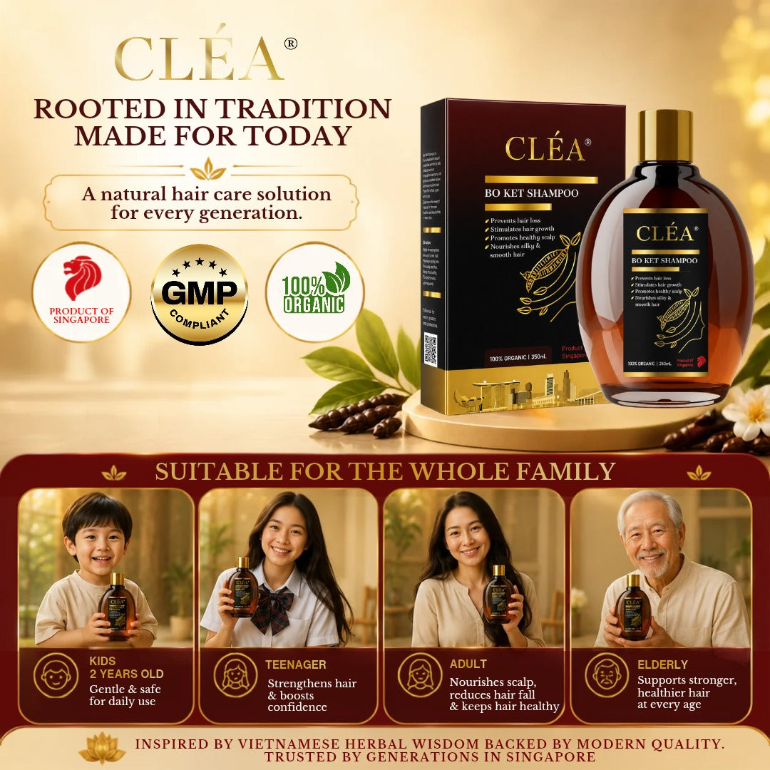 CLÉA BO KET Discovery Pack – 1 x 350ml + Free 1 x 50ml Travel Size | Made in Singapore