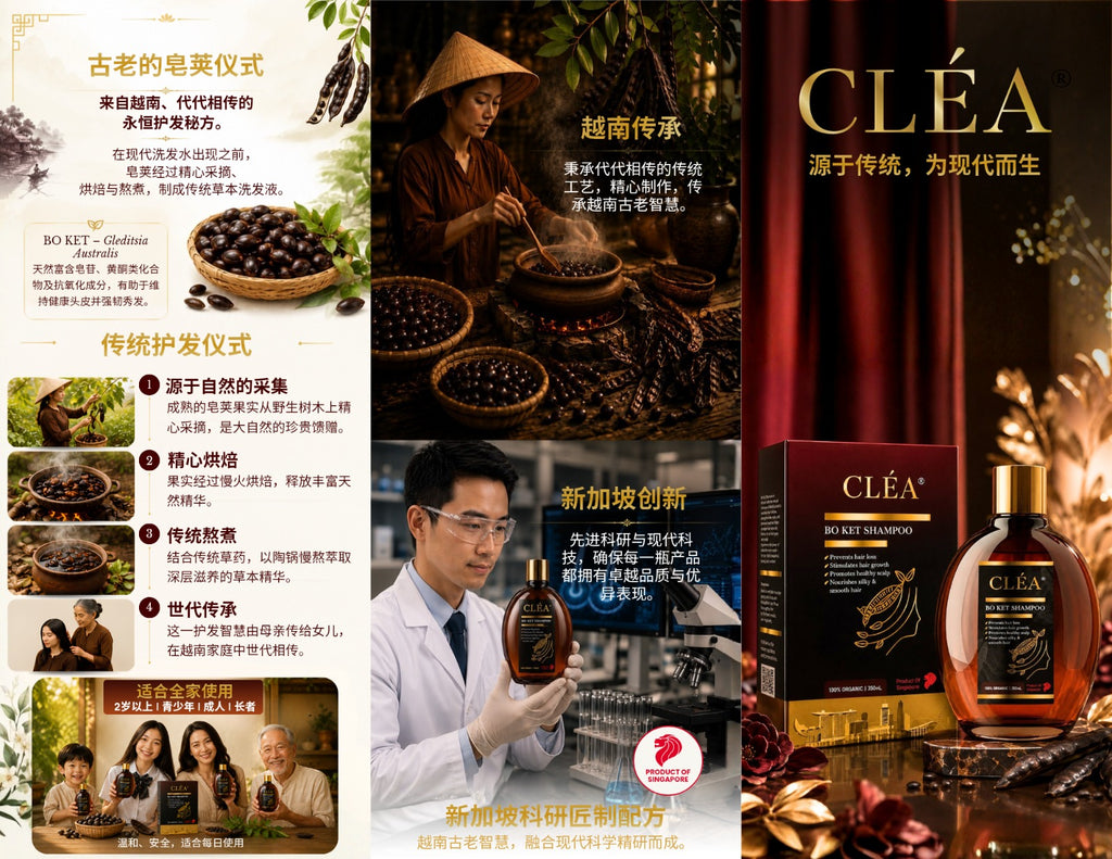 CLÉA BO KET Discovery Pack – 1 x 350ml + Free 1 x 50ml Travel Size | Made in Singapore