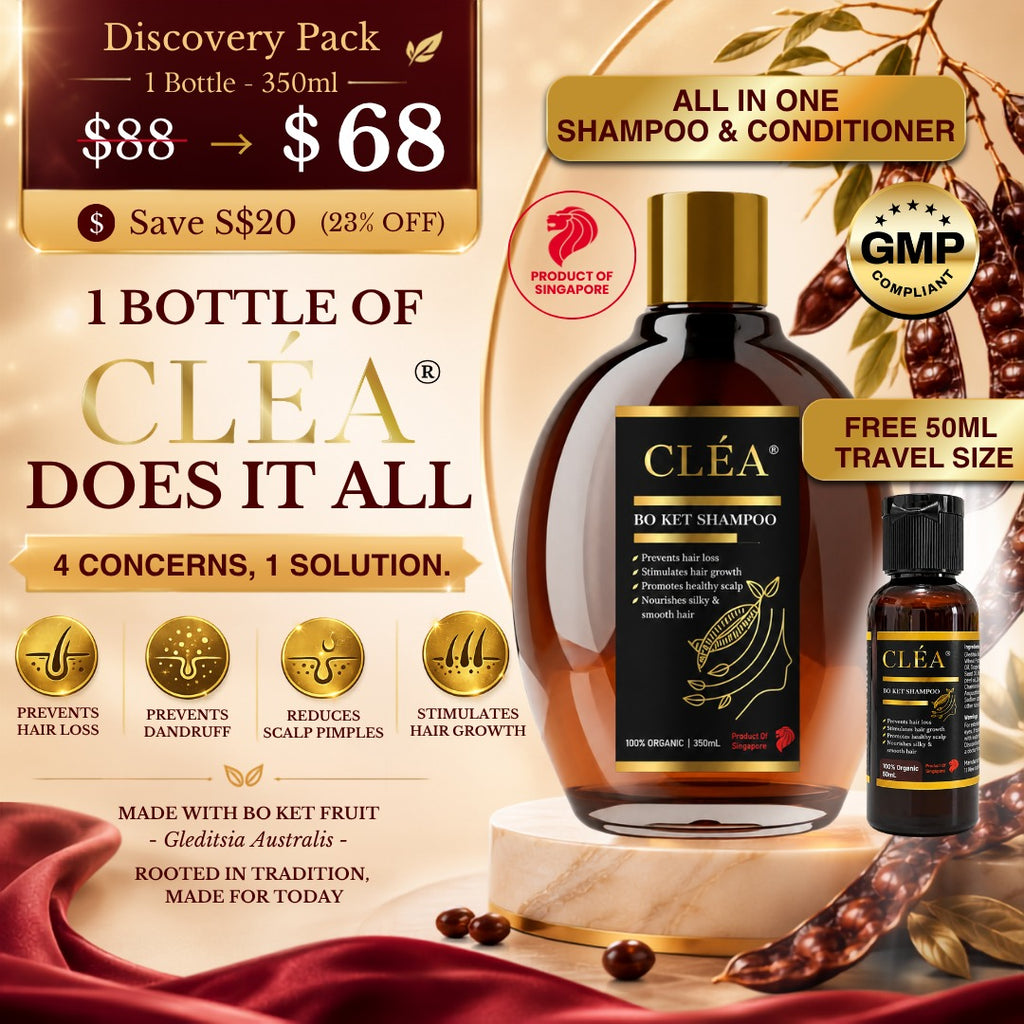 CLÉA BO KET Discovery Pack – 1 x 350ml + Free 1 x 50ml Travel Size | Made in Singapore